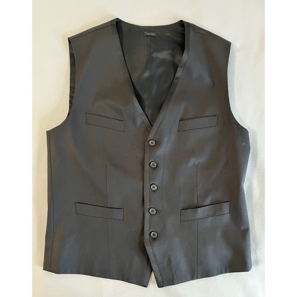 Express Design Studio Vest Mens Sz Medium Black Buttons Sleeveless 100% Wool